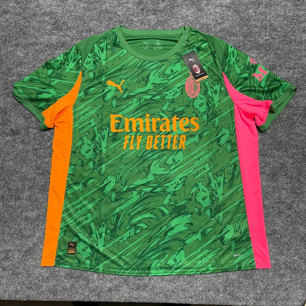 AC Milan Jersey Mens XXL 2XL Green Goalkeeper Third Kit Puma DryCell Soccer NEW